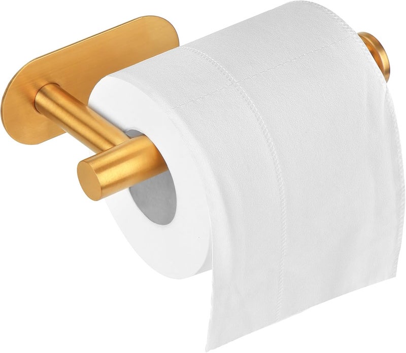 DGWHYC Gold Toilet Paper Holder, 304 Stainless Steel Toilet roll Paper Holder Rustproof for Bathroom, Kitchen and Washroom, 3M no driiling Wall Mount DG-TPA23 - Image 1